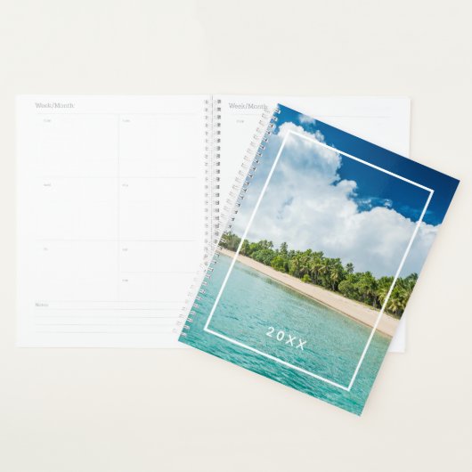 Tropisch strand omzoomd door palmen planner (Display)
