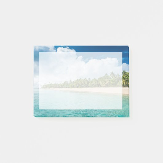 Tropisch strand omzoomd door palmen post-it® notes (Voorkant)