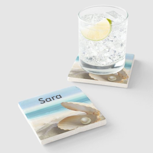 Tropisch strand Onderzetter Gepersonaliseerd (Zijkant)