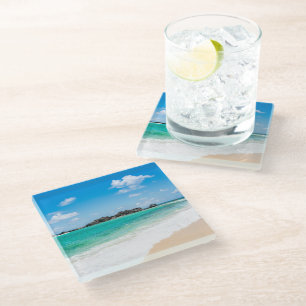 Tropisch strand Onderzetter van Turks en Caicos Glazen Onderzetter