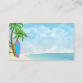 Tropisch strand op het surfbord en de palmbomen visitekaartje (Achterkant)