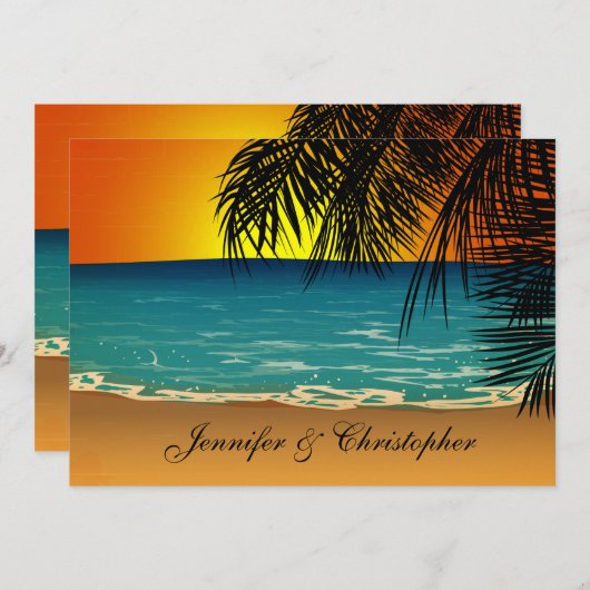 Tropisch strand op Sunset Weddenschap Kaart (Voorkant / Achterkant)