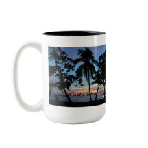 Tropisch strand op zonsondergang