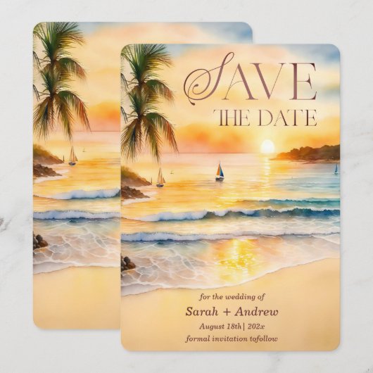 Tropisch Strand Opslagtemplate Afdrukbaar Kaart (Voorkant / Achterkant)