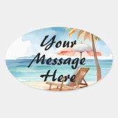 Tropisch strand ovale sticker (Voorkant)