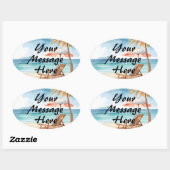 Tropisch strand ovale sticker (Vel)