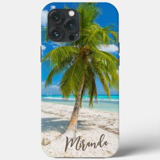 Tropisch strand palboom gepersonaliseerd Case-Mate iPhone case
