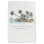 Tropisch strand palm Boom Waterverf bruiloft Medium Cadeauzakje (Voorkant)
