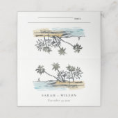 Tropisch strand palm Boom Waterverf bruiloft Plaatskaartje (Buitenkant ongevouwen)