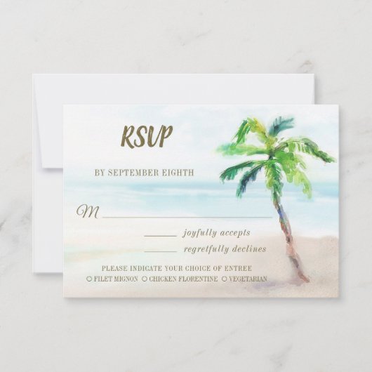 Tropisch strand palm boomkorboom RSVP kaartje (Voorkant)