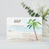 Tropisch strand palm boomkorboom RSVP kaartje (Staand voorkant)