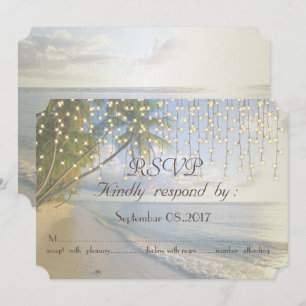 Tropisch strand,palm,feestverlichting RSVP Kaart