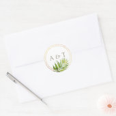 Tropisch strand | Palm Leaf Gold Rings Ronde Sticker (Envelop)