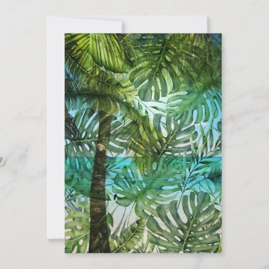 Tropisch strand Palm Leaves Summer Island Sweet 16 Kaart (Achterkant)