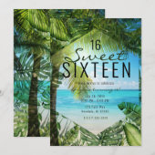 Tropisch strand Palm Leaves Summer Island Sweet 16 Kaart (Voorkant / Achterkant)