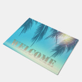 Tropisch strand, Palm Leaves Welcome Deurmat (Schuin)