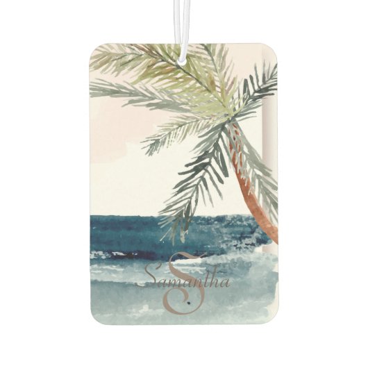 Tropisch strand palm-monogram luchtverfrisser (Achterkant)