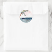 Tropisch strand palm-monogram ronde sticker (Tas)