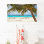 Tropisch strand, palm, oceaan, zand bindmiddel spandoek (Insitu)