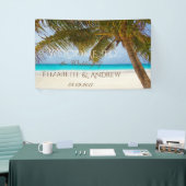 Tropisch strand, palm, oceaan, zand bindmiddel spandoek (Beurs)