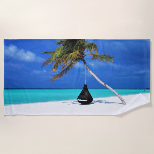 Tropisch Strand Palm Ontspanning Strandlaken (Voorkant)