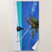 Tropisch Strand Palm Ontspanning Strandlaken (Voorkant)