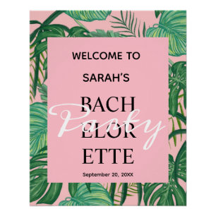 Tropisch strand palm roze bachelorette Welkom Perfect Poster
