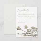 Tropisch strand palm schetch Gold Wedding Detail Informatiekaartje (Voorkant / Achterkant)