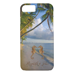 Tropisch strand, palm, seapaarden-Personalized Case-Mate iPhone Case