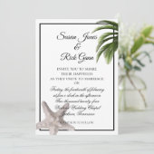 Tropisch strand palm Starfish Modern White Wedding Kaart (Staand voorkant)