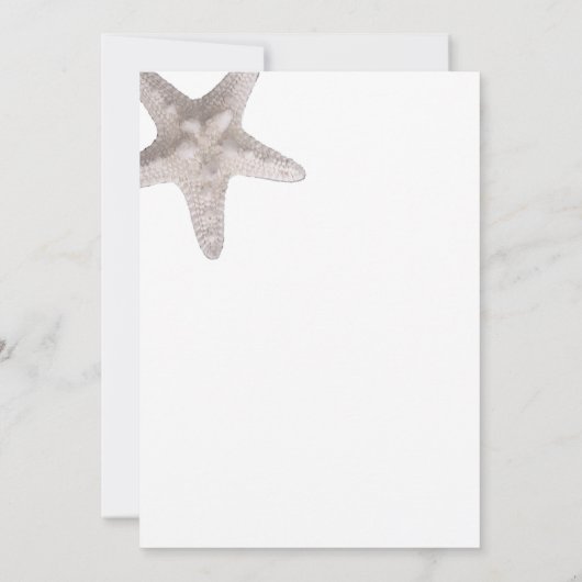 Tropisch strand palm Starfish Modern White Wedding Kaart (Achterkant)