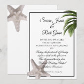 Tropisch strand palm Starfish Modern White Wedding Kaart (Voorkant / Achterkant)