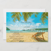 Tropisch strand, palm, stoelenpartij kaart (Voorkant)