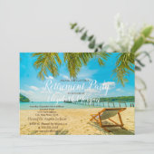 Tropisch strand, palm, stoelenpartij kaart (Staand voorkant)