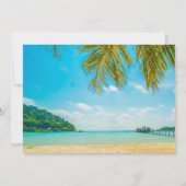 Tropisch strand, palm, stoelenpartij kaart (Achterkant)