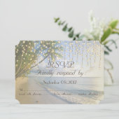 Tropisch strand, palm, String Lights RSVP Kaart (Staand voorkant)