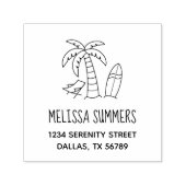 Tropisch strand palm Surfboardadres Zelfinktende Stempel (Design)