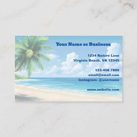 Tropisch strand Palm Tree Coastal Design Visitekaartje (Achterkant)