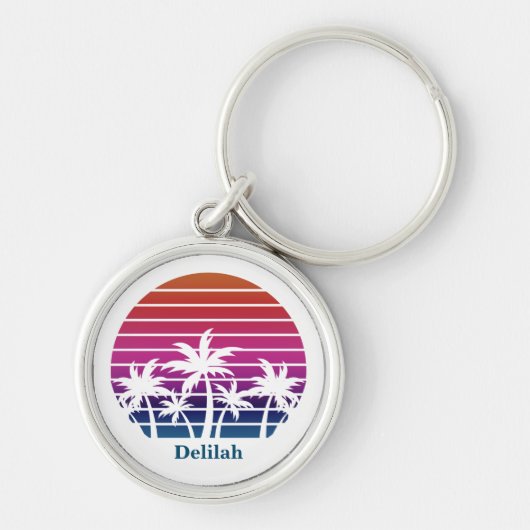 Tropisch strand palm Tree Cute Personated Summer Sleutelhanger (Voorkant)