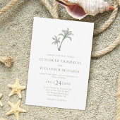 Tropisch strand palm Tree Sage Green Wedding Kaart