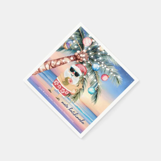 Tropisch strand Palm Tree Santa Christmas Servet (Hoek)