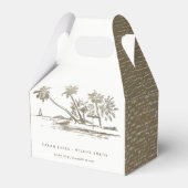 Tropisch strand palm Tree Sketch Bleek Gold Weddin Bedankdoosjes (Achterkant)