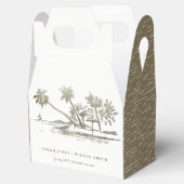 Tropisch strand palm Tree Sketch Bleek Gold Weddin Bedankdoosjes (Geopend)