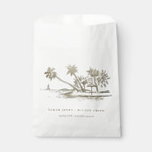 Tropisch strand palm Tree Sketch Bleek Gold Weddin Bedankzakje (Voorkant)