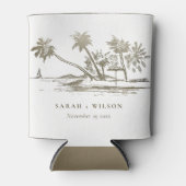 Tropisch strand palm Tree Sketch Bleek Gold Weddin Blikjeskoeler (Voorkant)