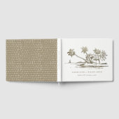 Tropisch strand palm Tree Sketch Bleek Gold Weddin Gastenboek (Volledig)