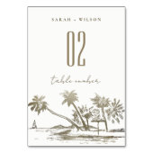 Tropisch strand palm Tree Sketch Bleek Gold Weddin Kaart (Achterkant)
