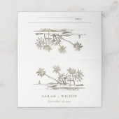 Tropisch strand palm Tree Sketch Bleek Gold Weddin Plaatskaartje (Buitenkant ongevouwen)