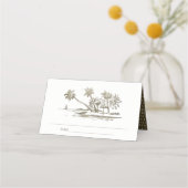 Tropisch strand palm Tree Sketch Bleek Gold Weddin Plaatskaartje (Achterkant)