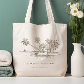 Tropisch strand palm Tree Sketch Bleek Gold Weddin Tote Bag